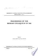 Proceedings of the BIOMASS Colloquium in 1982
