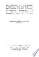 Proceedings of the Sixth International Congress of Philosophy