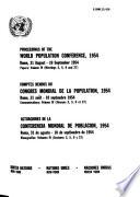 Proceedings of the World Population Conference, 1954: Meetings 3, 5, 9, 27