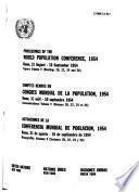 Proceedings of the World Population Conference, Rome, 31 August-10 September 1954