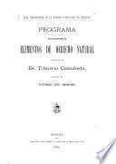 Programa de las lecciones de elementos de derecho natural dadas durante el curso de 1888-89
