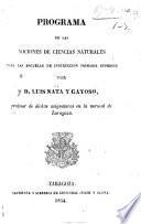Programa de las nociones de ciencias naturales para las secuelas de instruccion primaria superior. [With a plate.]