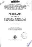Programa del curso de derecho criminal dictado en la Real Universidad de Pisa