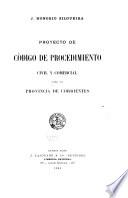 Proyecto de Código de procedimiento civil y comercial para la provincia de Corrientes