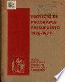 Proyecto de Programa Presupuesto 1976-1977