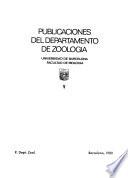 Publicaciones del Departamento de Zoología, Universidad de Barcelona, Facultad de Biología