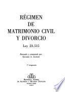 Régimen de matrimonio civil y divorcio