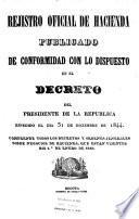 Rejistro oficial de hacienda publicado de conformidad con lo dispuesto en el Decreto del Presidente de la Republica espedido el dia 31 de diciembre de 1844