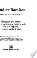 Relación del origen de los indios que habitan esta Nueva España, según sus historias