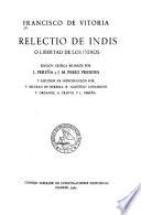 Relectio de Indis o libertad de los indios