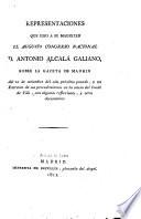 Representaciones que hizo a Su Magestad el augusto Congreso nacional d. Antonio Alcalá Galiano