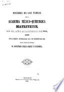 Resumen de las tareas de la Academia Médico-Quirúrgica Matritense en el año académico de 1864, leido ...