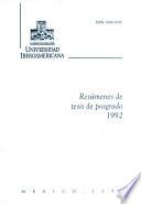 Resúmenes de tesis de posgrado, 1992