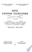 Revue d'histoire ecclésiastique