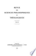 Revue des sciences philosophiques et théologiques