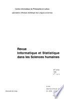 Revue Informatique Et Statistique Dans Les Sciences Humaines