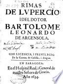 Rimas de Lupercio i del Dotor Bartolome Leonardo de Argensola