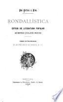 Rondallística, estudi de literatura popular