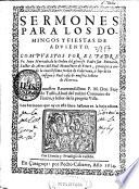 Sermones para los domingos y fiestas de Aduiento