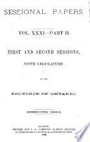 Sessional Papers - Legislature of the Province of Ontario