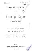 Ships'gear from Hempen Rope Cordage, a Question for Inquiry