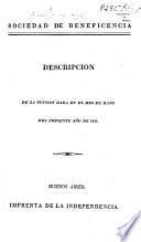 Sociedad de Beneficencia. Descripcion de la funcion dada en el mes de Mayo del presente año de 1826
