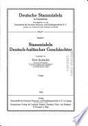 Stammtafeln Deutsch-baltischer Geschlechter ...