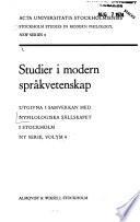 Stockholm studies in modern philology