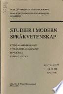 Stockholm studies in modern philology