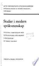 Stockholm studies in modern philology