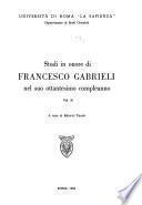 Studi in onore di Francesco Gabrieli nel suo ottantesimo compleanno