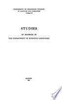 Studies by Members of the Department of Romance Languages