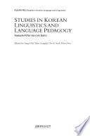 Studies in Korean Linguistics and Language Pedagogy