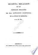 Sucinta relación de las principales operaciones del excmo. ayuntamiento constitucional de la ciudad de Barcelona en el año 1821