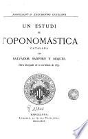 “Un” estudi de toponomastica catalana