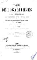 Tables de logarithmes a sept decimales