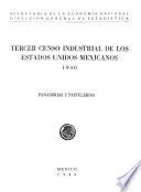 Tercer Censo Industrial de los Estados Unidos Mexicanos 1940. Panaderías y pastelerías
