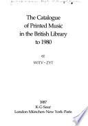 The Catalogue of Printed Music in the British Library to 1980