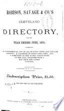The Cleveland Directory Co.'s Cleveland (Cuyahoga County, Ohio) City Directory