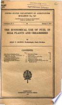 The Economical Use of Fuel in Milk Plants and Creameries