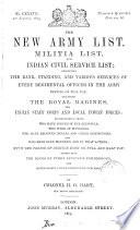 The new army list, by H.G. Hart [afterw.] Hart's army list. [Quarterly]
