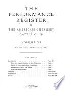 The Performance Register of the American Guernsey Cattle Club