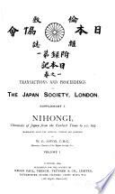 Transactions and Proceedings of the Japan Society, London