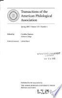 Transactions of the American Philological Association