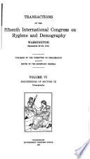Transactions of the Fifteenth International Congress on Hygiene and Demography, Washington, September 23-28, 1912: Proceedings of Section IX, Demography