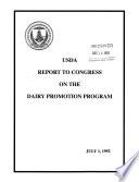 USDA Report to Congress on the Dairy Promotion Program