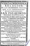 Verdaderissima Relacion de las ... fiestas, que a la canonizacion de ... San Pio Quinto, ... y san Felix de Cantalicio, se han celebrado en esta Corte ... el dia ... 29 de Septiembre ... de 1713, etc