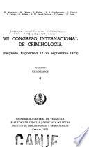 VII Congreso Internacional de Criminología, Belgrado, Yugoslavia, 17-22 septiembre 1973
