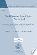 Word Classes and Related Topics in Ancient Greek