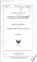 Written Comments on Certain Tariff and Trade Bills